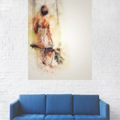 Tablou Canvas, Fata In Leaga cu Flori in Mana - 40 x 50 cm foto