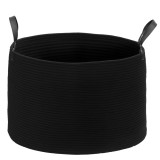 HOMCOM Coș pentru Rufe de 88L, Portabil și Pliabil cu M&acirc;nere, Coș de Rufe din Bumbac Natural, &Oslash;56x35,5 cm, Negru | Aosom Romania