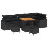 vidaXL Set de canapele pentru grădină 9 pcs Negru poliratan 3361629