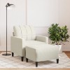 VidaXL Fotoliu canapea cu taburet, crem, 60 cm, catifea