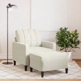 vidaXL Fotoliu canapea cu taburet, crem, 60 cm, catifea