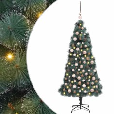 vidaXL Brad artificial Pre-luminat de Crăciun cu set de bile 150 cm 3396151
