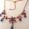 Colier elegant nunta mov -lantisor dama nasa-pandantiv inox placat cu aur 18k