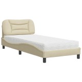 Cumpara ieftin Pat cu saltea, Hvar, crem, 80x200 cm, textil
