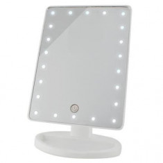 Oglinda cosmetica, cu LED, unghi reglabil, nivel iluminare reglabil, alb, 4xAA, 16.5x12.5x26 cm, Isotrade foto