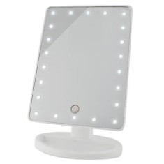 Oglinda cosmetica, cu LED, unghi reglabil, nivel iluminare reglabil, alb, 4xAA, 16.5x12.5x26 cm, Isotrade foto