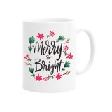 Cana alba personalizata &quot;merry &amp; bright christmas&quot;, INOVATIX&reg;️. 330ml