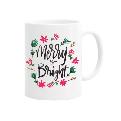 Cana alba personalizata &amp;quot;merry &amp;amp; bright christmas&amp;quot;, INOVATIX&amp;reg;️. 330ml foto