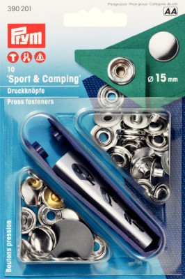 Set capse metalice Sport si Camping PRYM, 15 mm, argintiu foto