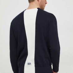 Armani Exchange pulover de bumbac culoarea albastru marin, light
