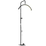 HOMCOM Lampă de Podea LED cu Cap Semilună, &Icirc;nălțime și Temperatură de Culoare Reglabile, Telecomandă, Negru | Aosom Romania