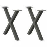 VidaXL Picioare pentru măsuță de cafea &icirc;n formă de X, 2 buc., antracit, 60x(42-43) cm, oțel