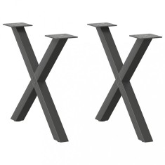 vidaXL Picioare pentru măsuță de cafea &icirc;n formă de X, 2 buc., antracit, 60x(42-43) cm, oțel 4012902