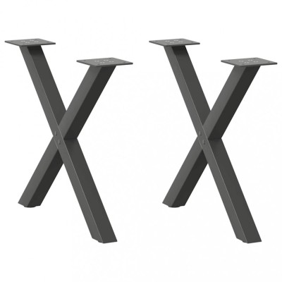 vidaXL Picioare pentru măsuță de cafea &amp;icirc;n formă de X, 2 buc., antracit, 60x(42-43) cm, oțel 4012902 foto