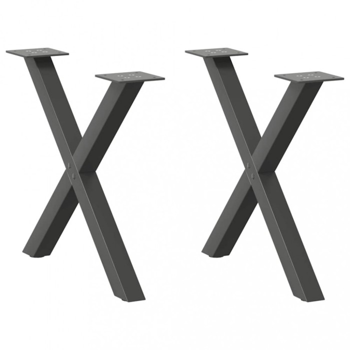 vidaXL Picioare pentru măsuță de cafea &icirc;n formă de X, 2 buc., antracit, 60x(42-43) cm, oțel 4012902
