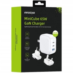 Innostyle Mini Cub Puternic &Icirc;ncărcător Rapid De &Icirc;ncărcare Rapidă Gan Călătorie Eu Us Uk Au 3X Usb Usb-C 65W Alb