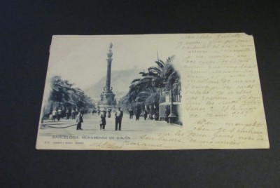 Carte Poștală Vintage Spania - Barcelona Monumentul lui Cristofor Columb (cel mai probabil din perioada 1900&amp;ndash;1940) foto