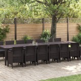 Set mese grădină vidaXL 15 piese cu perne maro rattan polimeric, Masă grădină vidaXL maro 250x100x73 cm rattan polimeric, Masă grădină vidaXL maro 150