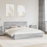 Cumpara ieftin Pat cu storage cu sertar Gri Sonoma 180 x 200 cm Lemn prelucrat