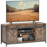 HOMCOM Stand TV Lowboard, Design industrial, pentru televizoare de 60&#039;&#039;, 6 rafturi, 2 uși glisante, Maro/Negru | Aosom Romania
