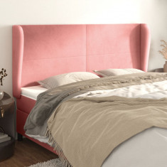 vidaXL Tăblie de pat cu aripioare, roz, 183x23x118/128 cm, catifea