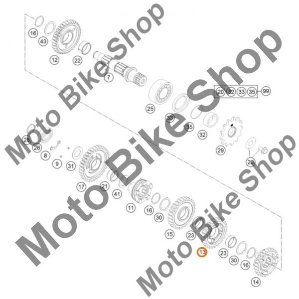 MBS Pinion ax secundar 4.G. Z=26, KTM 250 SX-F 2013-2015, Cod Produs: 77733214000KT