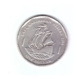 Moneda coloniala Caraibele de est britanice 1 dollar/dolar 2004, stare buna, curata