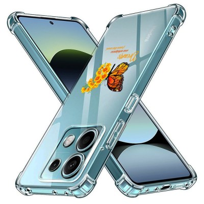 Husa antisoc pentru xiaomi redmi note 14s - airbag tpu, col&amp;Egrave;uri ranforsate- butterfly galben foto
