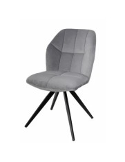 Scaun de living si bucatarie KL Mirco, metalic, tapitat cu stofa,100 kg, 47.5x63x89.5 cm, gri deschis
