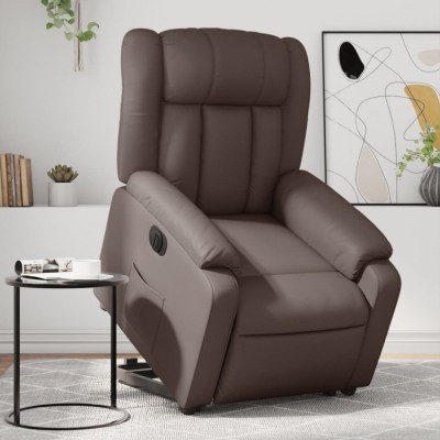 vidaXL Fotoliu rabatabil electric cu ridicare, maro, piele ecologică 3205280 foto