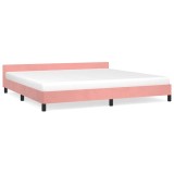 Cumpara ieftin Cadru de pat cu tablie fara saltea, roz, 200x200 cm, catifea
