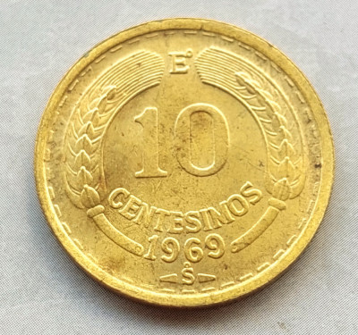 Moneda 10 centesimos 1969 Chile foto