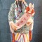 statuie din portelan zeul fericirii Chinezesc Fu Xing 45 cm inaltime pictat manual jumatatea sec XX