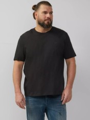 Tricou cu maneca scurta si decolteu la baza gatului, barbati big sizes, Negru, 2XL foto