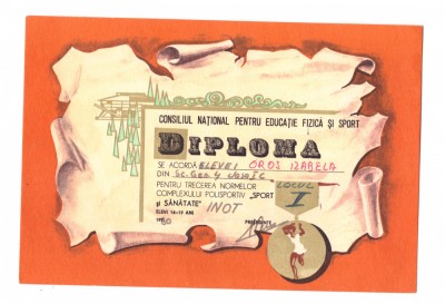 Diploma Consiliul National pentru Educatie Fizica si Sport, inot 1980 foto