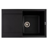 FCB-7849HBM/1T, Chiuveta de bucatarie din granit cu o cuva si scurgator, seria HORIZON, Black/Metallic 780x495x230 mm, FLOW