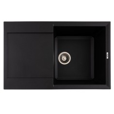 Chiuveta bucatarie din granit cu 1 cuva si scurgator HORIZON Flow, negru metallic