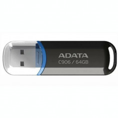 MEMORIE USB 2.0 ADATA 64 GB cu capac carcasa plastic negru AC906-64G-RBK