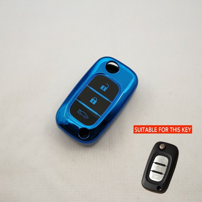 Husa TPU Cheie Briceag Renault Fluence 3 Butoane, Albastra AutoProtect KeyCars