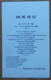 Meniu Restaurant Splendid Parc ; Dineu 1 Decembrie 1938