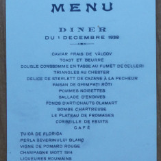 Meniu Restaurant Splendid Parc ; Dineu 1 Decembrie 1938