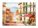 Cumpara ieftin Tablou peisaj citadin mediteranean pictat manual, TIHNA, 70x50cm ulei pe panza, Magistral