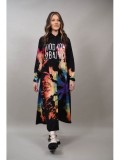 Cumpara ieftin Rochie Lunga Tip Camasa Multicoloră Sprite, Negru/Bej, Talie Unică (S-M-L), 100% Poliester, Fabricată &icirc;n Italia