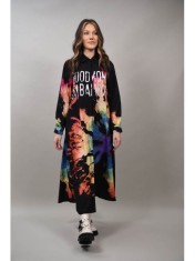ROCHIE LUNGA TIP CAMASA MULTICOLORA SPRITE TALIE UNICA Negru foto