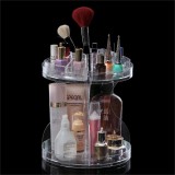 Suport Acrilic Cosmetice Rotativ, Transparent, Două Nivele, 360░, Oem