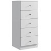 Comoda verticala Cristal cu 5 sertare, MDF, 40x38x94 cm, alb mat Household NewTrend