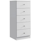Comoda verticala Cristal cu 5 sertare, MDF, 40x38x94 cm, alb mat Household NewTrend
