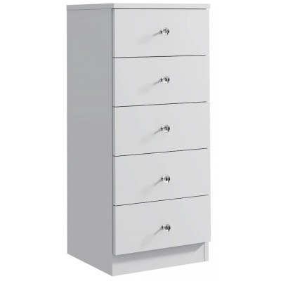 Comoda verticala Cristal cu 5 sertare, MDF, 40x38x94 cm, alb mat Household NewTrend foto