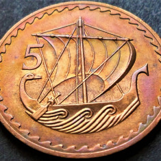 Moneda 5 MILS - CIPRU, anul 1972 *cod 3757 A = RARA + PATINA NATURALA