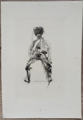 Soldat calare, En Campagne// gravura dupa Ernest Meissonier foto